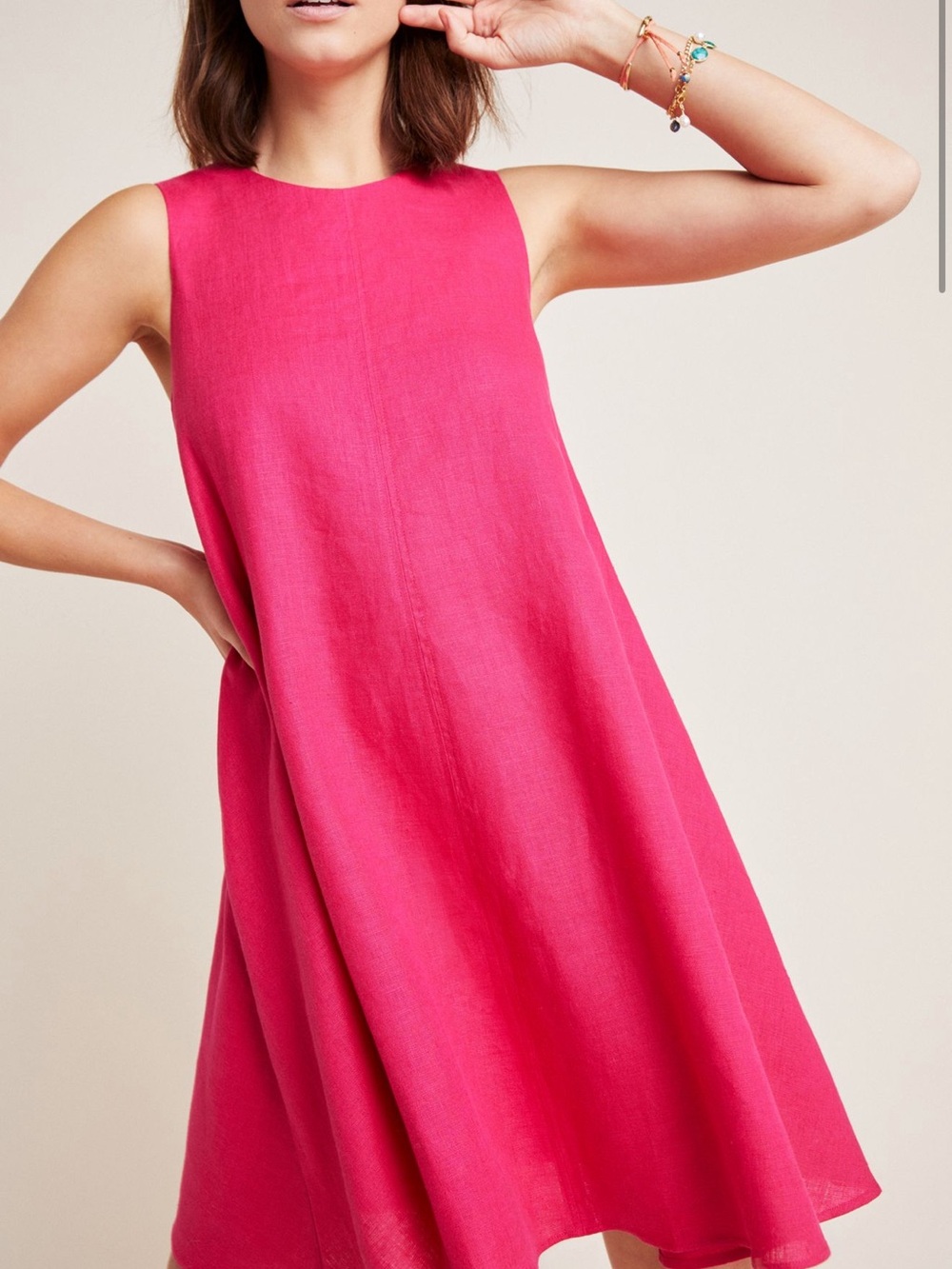 Anthropologie Pink Sleeveless A-Line Dress